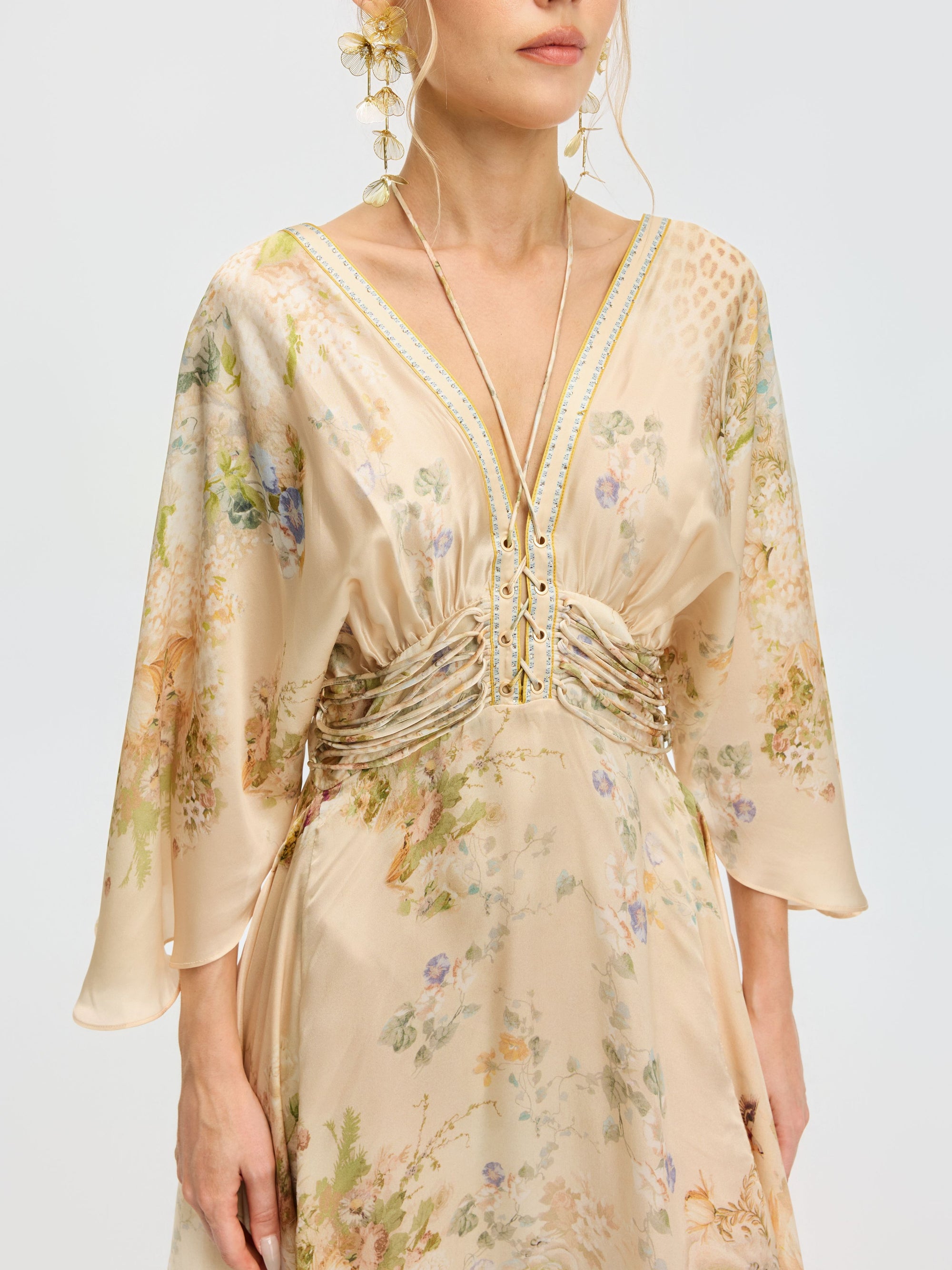 Garden Print Mulberry Silk Dress