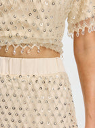 Crystal Beaded Fringe Midi Skirt