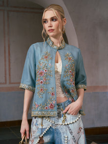 Beaded Floral Embroidered Silk Jacket