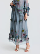 3D Floral Embroidered Silk Skirt
