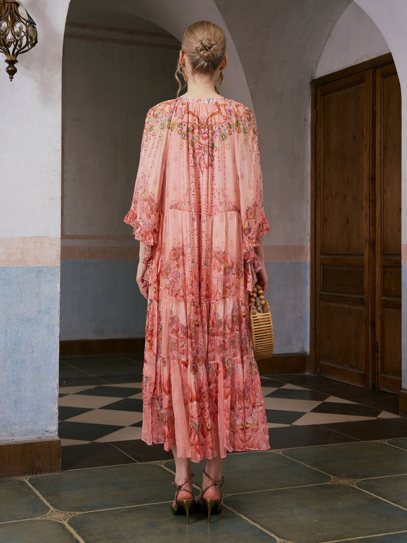 Jewelry Print Mulberry Silk Dress - Social Queen