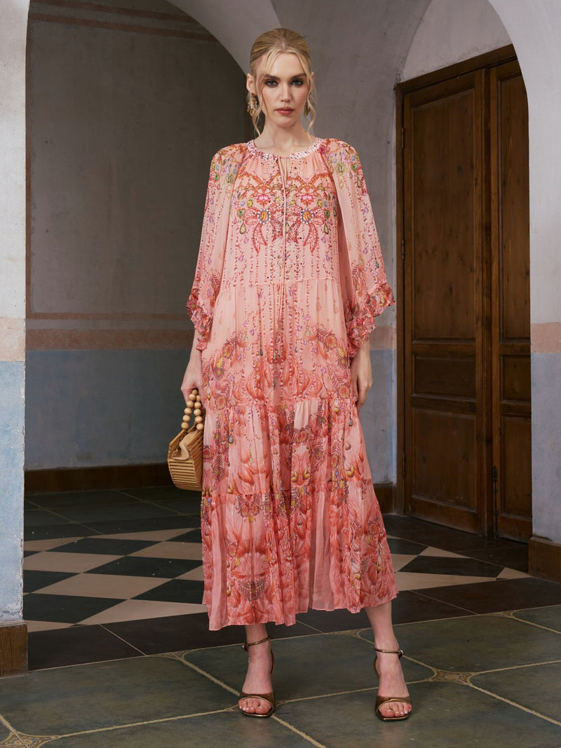 Jewelry Print Mulberry Silk Dress - Social Queen