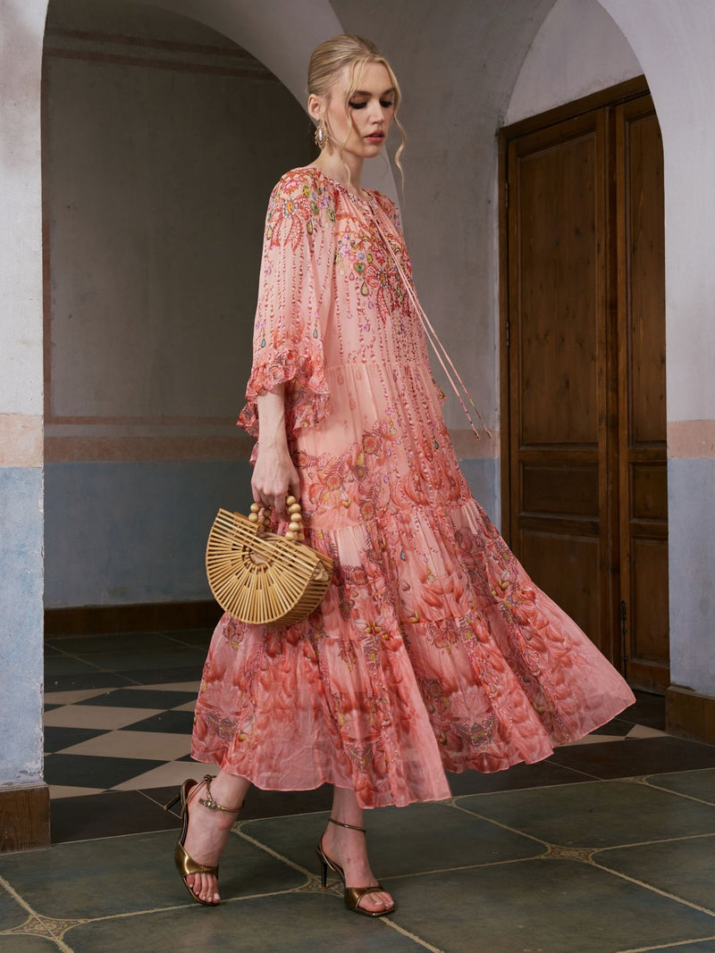 Jewelry Print Mulberry Silk Dress - Social Queen