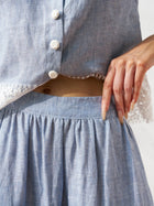 Lace Detail Linen Midi Skirt - Social Queen