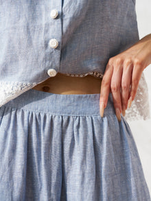 Lace Detail Linen Midi Skirt - Social Queen