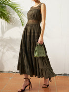 Lace Detail Pleated Cotton Dress - Social Queen