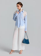 Lace Patchwork Stripe Cotton Shirt - Social Queen