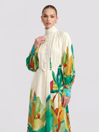 Landscape Art Print Cotton Shirtdress - Social Queen