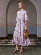 Lavender Print Silk Dress - Social Queen
