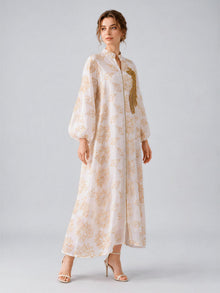 Leaf Embroidered Beaded Dress - Social Queen