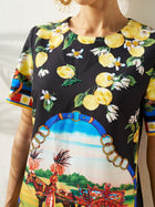 Lemon Carriage Print Mini Dress - Social Queen