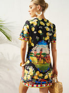 Lemon Carriage Print Mini Dress - Social Queen