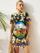 Lemon Carriage Print Mini Dress - Social Queen