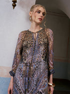 Leopard Paisley Print Silk Dress - Social Queen
