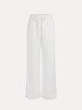 The Social Queen Linen Straight-Leg Pants feature a relaxed fit, elastic waistband with drawstring, and breathable linen texture, shown against a plain white background.