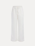 The Social Queen Linen Straight-Leg Pants feature a relaxed fit, elastic waistband with drawstring, and breathable linen texture, shown against a plain white background.