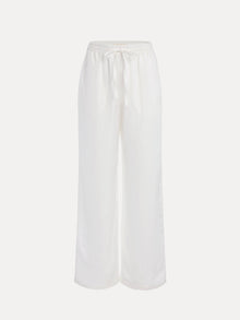 The Social Queen Linen Straight-Leg Pants feature a relaxed fit, elastic waistband with drawstring, and breathable linen texture, shown against a plain white background.