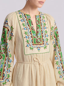 Majolica Print Ramie Dress (Slip Dress Included) - Social Queen