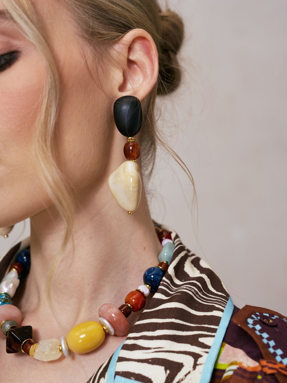 Multicolor Beaded Drop Earrings - Social Queen