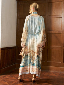 Ocean Print Silk Caftan Dress - Social Queen
