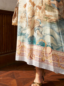 Ocean Print Silk Caftan Dress - Social Queen