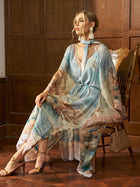 Ocean Print Silk Caftan Dress - Social Queen