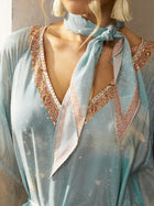Ocean Print Silk Caftan Dress - Social Queen