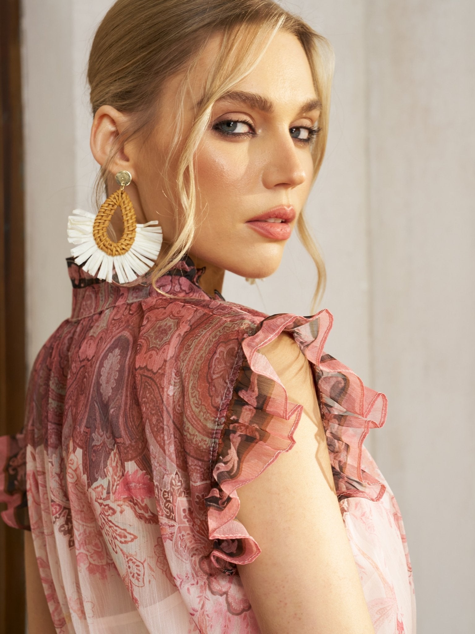 Ombre Floral Tie - Neck Dress - Social Queen