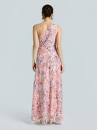 One-Shoulder Floral Sequin Embroidered Dress - Social Queen