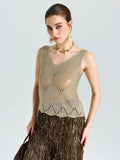Open - Knit Metallic Sleeveless Top - Social Queen