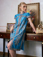 Ornate Floral Embroidered Dress - Social Queen