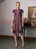 Ornate Floral Embroidered Dress - Social Queen
