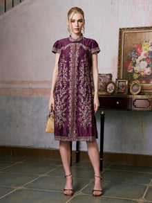 Ornate Floral Embroidered Dress - Social Queen