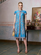 Ornate Floral Embroidered Dress - Social Queen