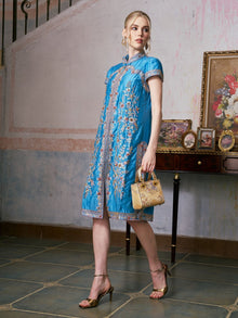Ornate Floral Embroidered Dress - Social Queen