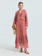 Paisley Embroidered Tie-Neck Dress - Social Queen