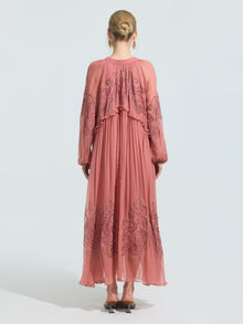 Paisley Embroidered Tie-Neck Dress - Social Queen