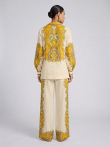 Paisley Print Linen Shirt - Social Queen