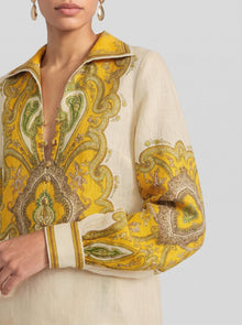 Paisley Print Linen Shirt - Social Queen