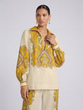 Paisley Print Linen Shirt - Social Queen