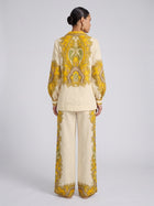 Paisley Print Linen Wide-Leg Pants - Social Queen