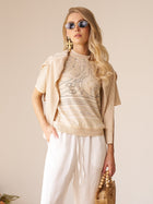 Paisley Print Panel Knit Cardigan - Social Queen