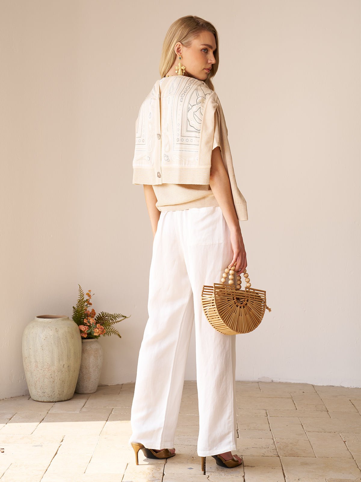 Paisley Print Panel Knit Cardigan - Social Queen