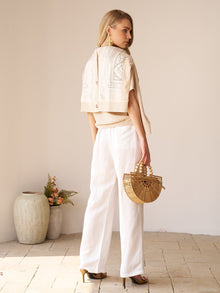 Paisley Print Panel Knit Cardigan - Social Queen