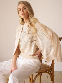 Paisley Print Panel Knit Cardigan - Social Queen