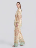 Paisley Print Puff-Sleeve Blouse - Social Queen