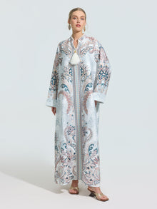 Paisley Print Satin Robe Dress - Social Queen