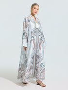 Paisley Print Satin Robe Dress - Social Queen