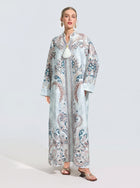 Paisley Print Satin Robe Dress - Social Queen