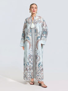 Paisley Print Satin Robe Dress - Social Queen